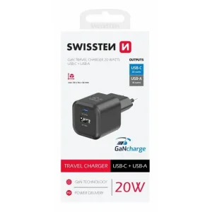 Novinka v nabídce - Adaptér Swissten SÍŤOVÝ ADAPTÉR GAN USB-C 20W+USB-A 18W Uni