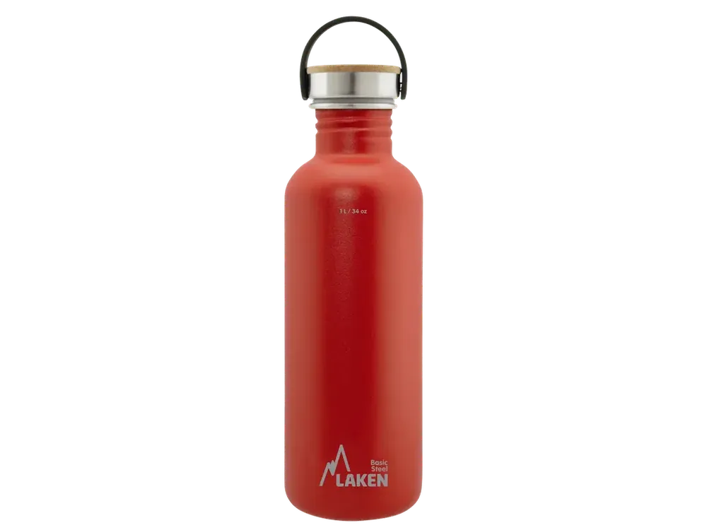 LAKEN Láhev ocel Basic Bamboo 1000 ml červená | Bestseller
