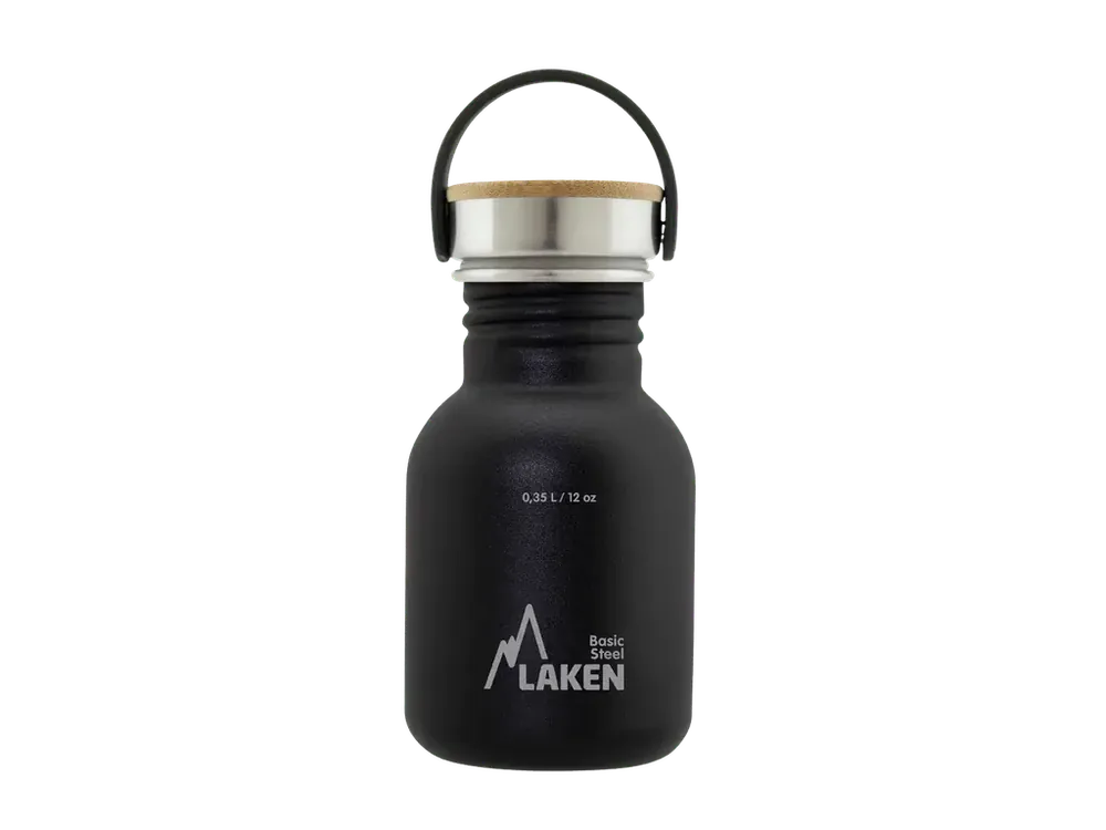 Sleva navíc | LAKEN Láhev ocel Basic Bamboo 350 ml černá