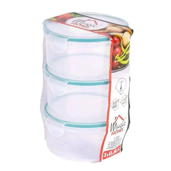 Poslední příležitost | Dóza kulatá MagicHome Clip Lunchbox R808, 800ml, 3ks