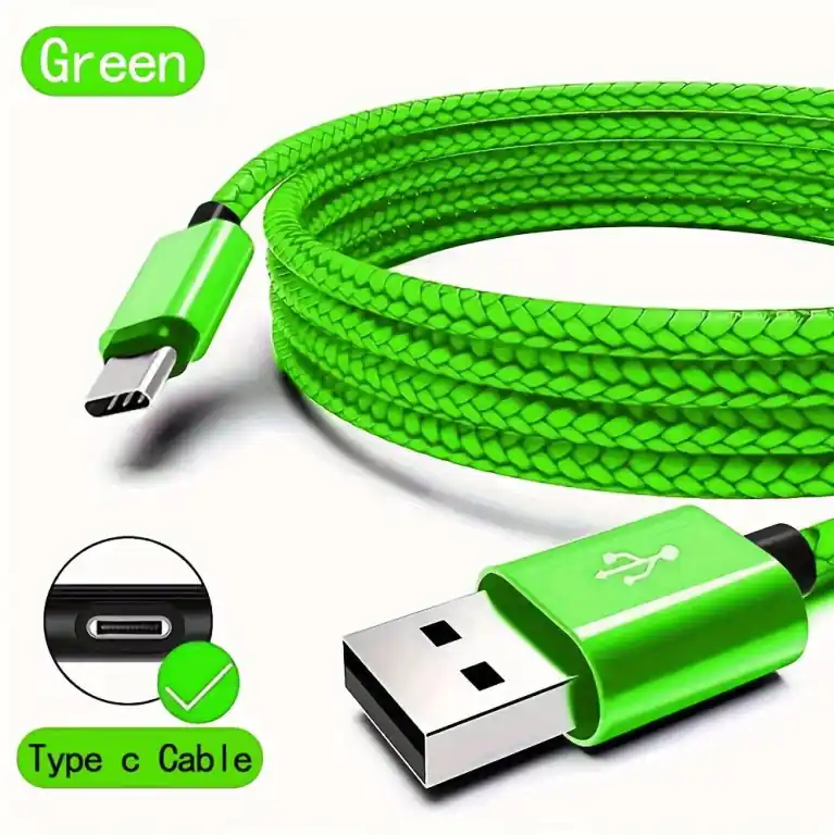 Skvělé hodnocení | Kabel USB C s rychlým nabíjením, zelený, 3m