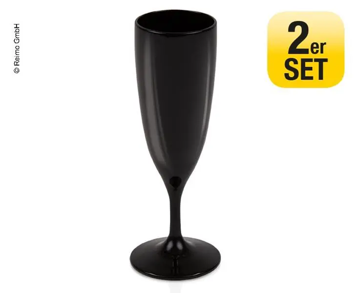 Akční cena - Sada 2 ks černých sklenic na sekt CAMP4, 160 ml