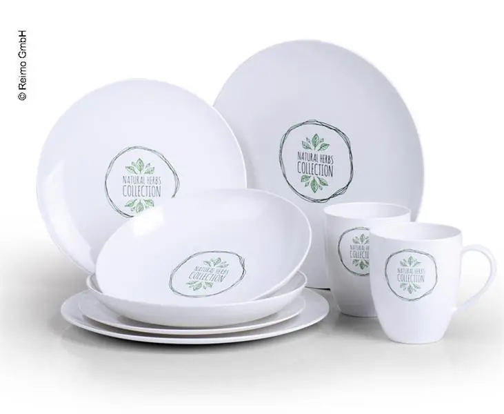 Top produkt | Jídelní sada nádobí z ekologického bioplastu PLA 8 dílů pro 2 osoby bílá vhodná do mikrovlnky Nature Camp4