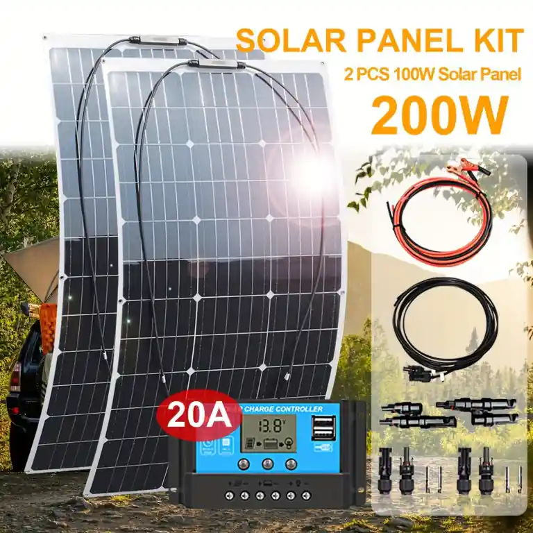 Sada solárních panelů, skládací, 200W - Rychlé dodání