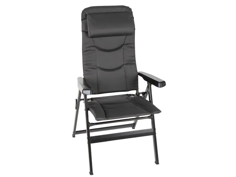 Křeslo kempingové polohovací Camp4 Campinas černé (skládací polstrovaná židle s vysokým ergonomickým opěradlem nastavitelným v 7 polohách, hliníkový rám, nosnost 120 kg) - Velmi oblíbený produkt
