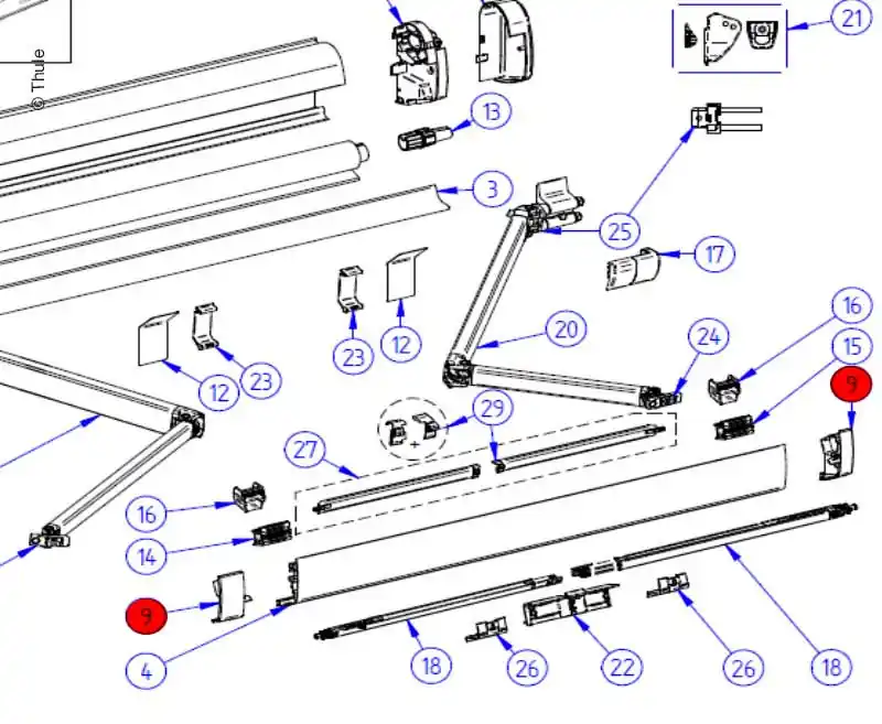 Premium - LH + RH Endcap Leadrail Omnistor 5200 Anth.