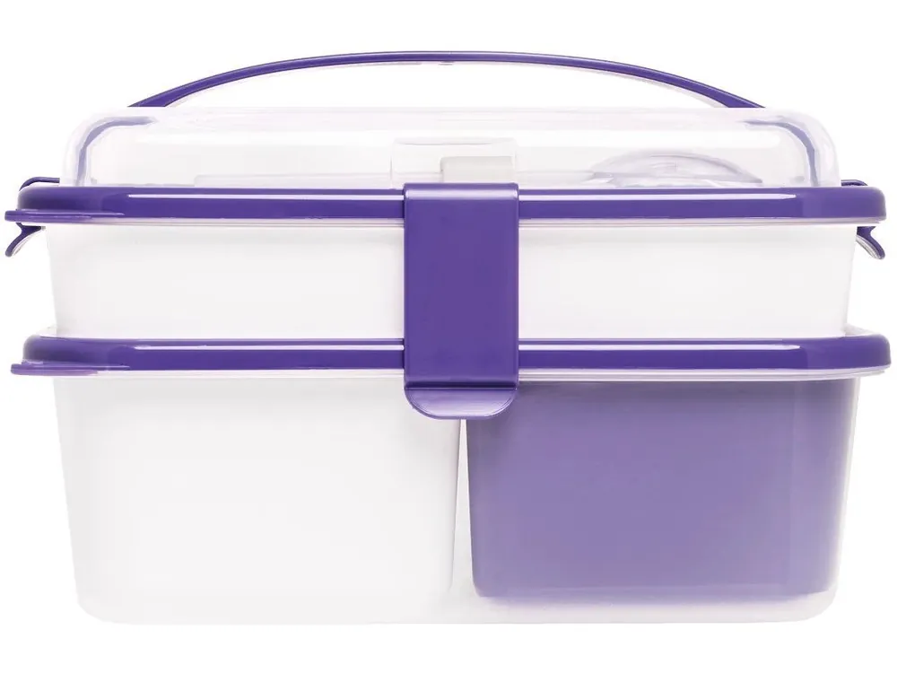 Box obědový praktický Omada Sanaliving Box Set 26x17.5x15.5cm/1L+2L(1L+1L) Viola modrý - Snadné objednání
