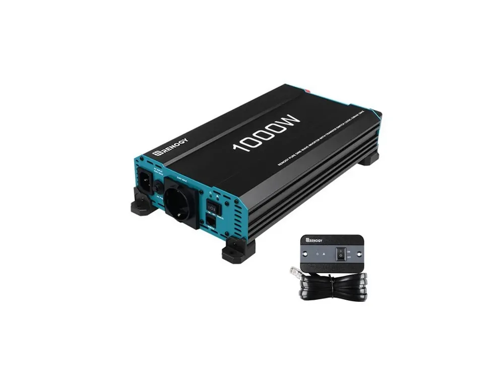 Renogy 1000W 12V měnič napětí čistá sinusoida integrovaný automatický stykač 220V/12V | Nově přidáno